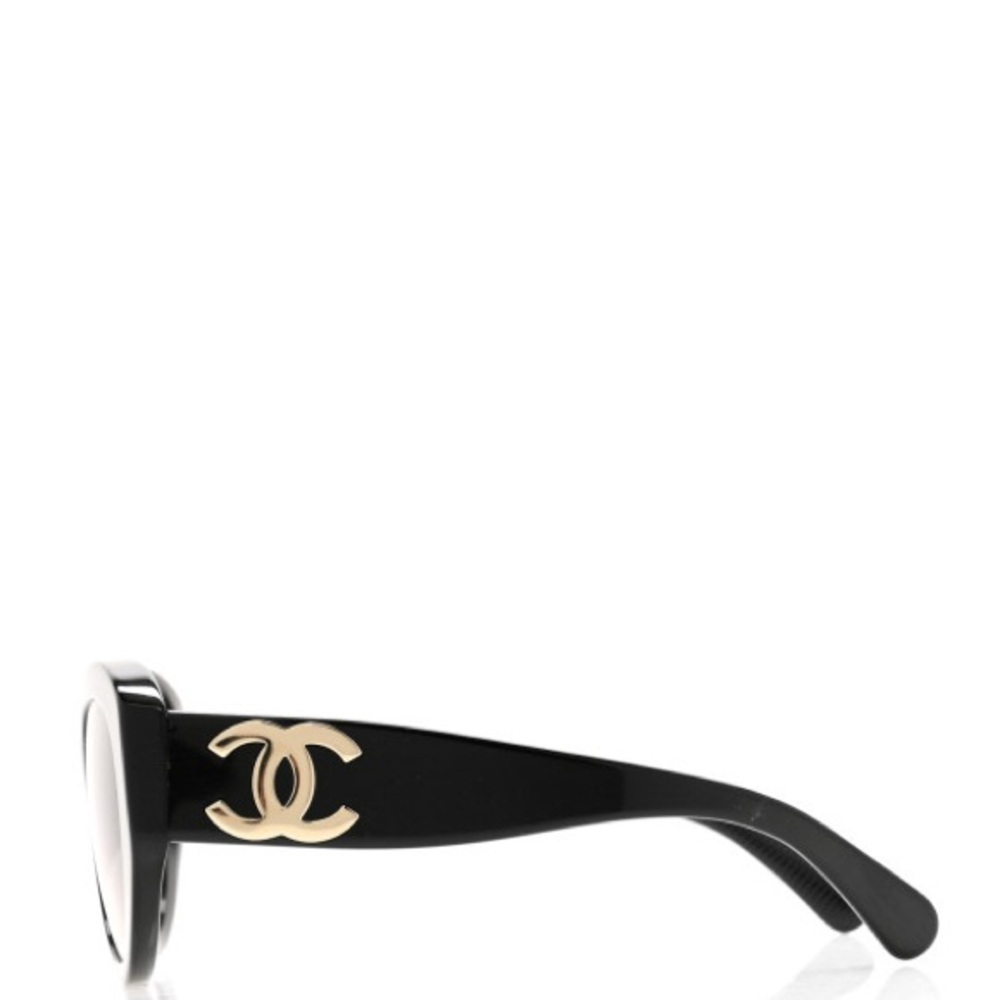 CHANEL 
Acetate Butterfly Large CC Sunglasses 5492 Black - Picture 3 of 4